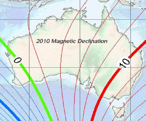 Magnetic Declination Map of Australia